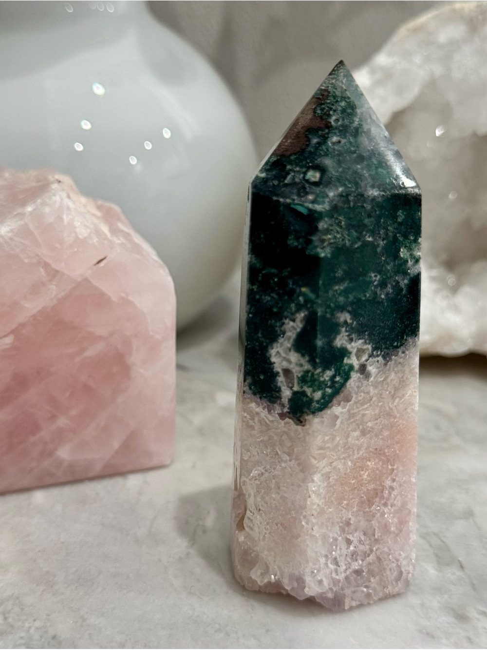 BEAUTIFUL Pink Amethyst with Green Jasper